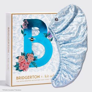 Kitsch x Bridgerton Satin Wrapped Hair Towel / Toile De Blue